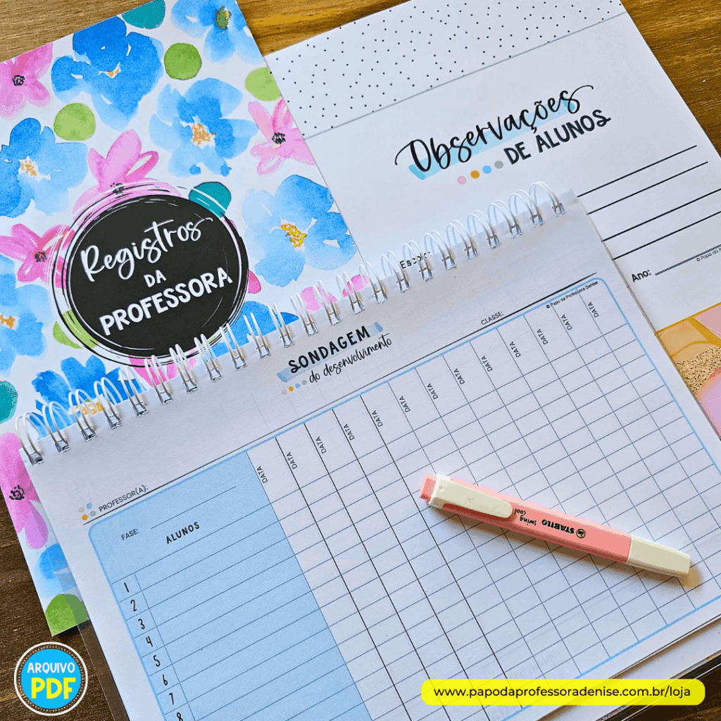 Caderno de Registros da Professora: uma ferramenta valiosa para registrar tudo sobre o desenvolvimento e informações dos alunos, em um só lugar!