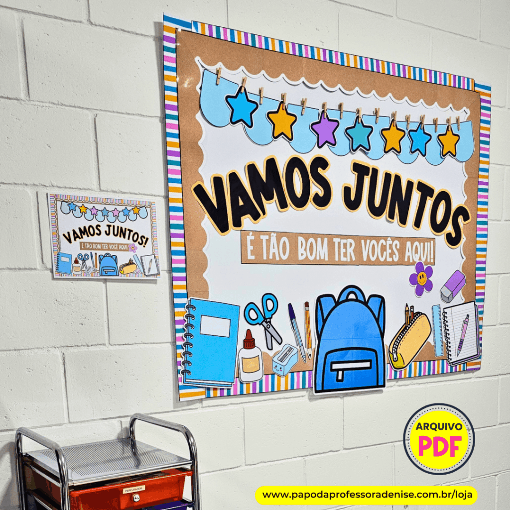 painel da dinâmica socioemocional Quero Aprender montado no mural da sala