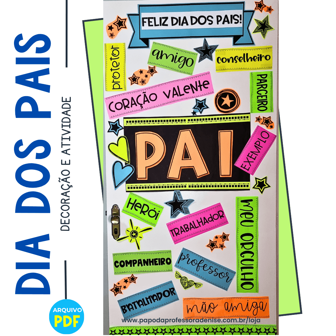 Decoração e Atividade Adjetivos de Pai 1 decoração dia dos pais adjetivos de pai pronta para imprimir e montar